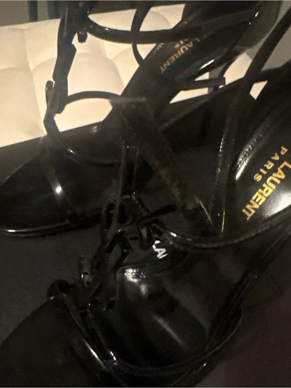 Yves Saint Laurent Black Strappy Leather Sandals - Picture 5 of 10